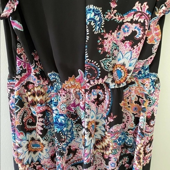 Express Colorful Floral Paisley Short Flutter Sleeve Flowy Dress Women’s Small - Picture 6 of 8